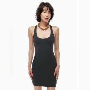 BABATON Racerback Mini Dress Black Size Large Bodycon Lined Goint Out Scoop Neck